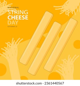 Día Nacional del Queso de Cadena el 20 de septiembre, con ilustración vectorial de algunos quesos de cuerda y texto aislados en un contexto abstracto para celebrar y conmemorar el Día Nacional del Queso de Cadena. 