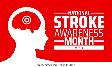 National Stroke Awareness Month background banner or poster design template. observed every year in May. Holiday concept. Use to any Template, card, poster, placard, template.