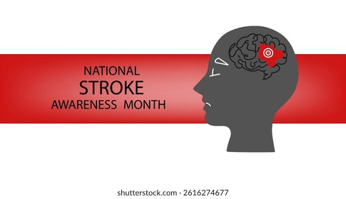 National stroke awareness month banner. line art vector illustration for poster, flyer.National Stroke Awareness Month poster design, impacting cerebrovascular health illustration,