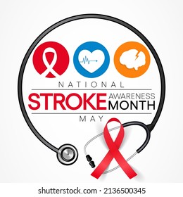 National Stroke Awareness Month Is Observed Every Year In May, It Is A Serious Life-threatening Medical Condition That Happens When The Blood Supply To Part Of The Brain Is Cut Off. Vector Art