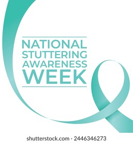 National Stuttering Awareness Week design template. teal ribbon vector design. flat ribbon design. vector eps 10.