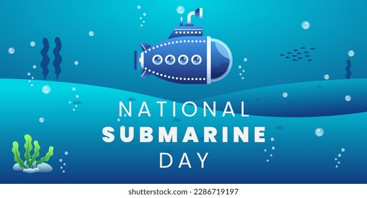 National submarine day at April 11 vector illustration good for national submarine day celebration. realistic design. flyer design.