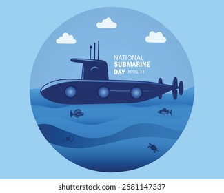 National Submarine Day design template good for celebration usage. submarine vector illustration.