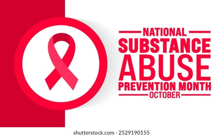 O fundo do Mês Nacional de Prevenção contra Abuso de Substâncias ou o modelo de design de banner é observado todos os anos em outubro. Conceito de férias. Modelo para cartão, cartaz, cartão, modelo.