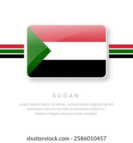 National Sudan Flag.Vector Sudan Button Flag. Realistic National Flag Design and Vector Template