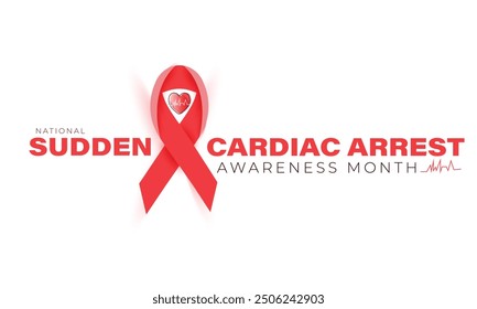 National Sudden cardiac arrest awareness month. background, banner, card, poster, template. Vector illustration.