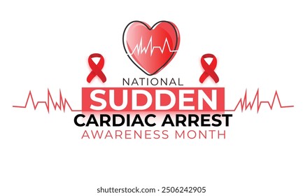 National Sudden cardiac arrest awareness month. background, banner, card, poster, template. Vector illustration.