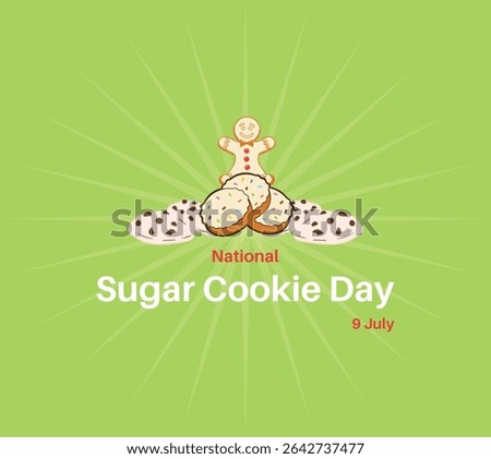 National Sugar Cookie Day event food banner. Gingerbread man drawing. Christmas decorated gingerbread cookies icon set vector. many pieces of cookies. July 9th, vector illustration.