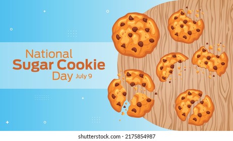 National Sugar Cookie Day on July 9 business brochure flyer banner design horizontal template vector, cover presentation abstract, modern publication poster and flag-banner, layout in rectangle size.