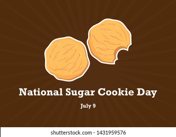 National Sugar Cookie Day vector. Sugar Cookies vector. Cookies on a brown background.  July 9.  