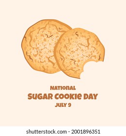 National Sugar Cookie Day Vector. Bitten Cookies Icon Vector. Sugar Cookie Day Poster, July 9. Important Day