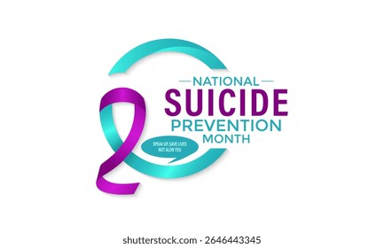 Mes Nacional de Prevención del Suicidio Anuncio de Vector y redes sociales, Plantilla de diseño de antecedentes. Guardar Speak Up, Live, Break the Silence. Este mes nos recuerda la importancia de la salud mental, el estrés.