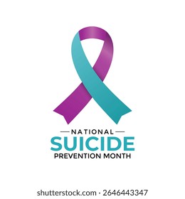 Mes Nacional de Prevención del Suicidio Anuncio de Vector y redes sociales, Plantilla de diseño de antecedentes. Guardar Speak Up, Live, Break the Silence. Este mes nos recuerda la importancia de la salud mental, el estrés.