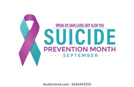 Mes Nacional de Prevención del Suicidio Anuncio de Vector y redes sociales, Plantilla de diseño de antecedentes. Guardar Speak Up, Live, Break the Silence. Este mes nos recuerda la importancia de la salud mental, el estrés.