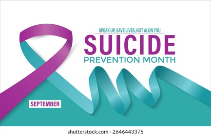 National Suicide Prevention Month vetor banner e mídias sociais, modelo de design de fundo. Fale, Salve Vidas, Quebre o Silêncio, esse mês nos lembra da importância da saúde mental, do estresse.