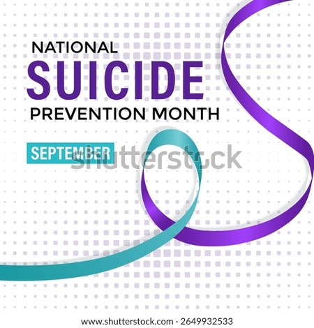 National Suicide Prevention Month vector banner and social media, background design template. This month reminds us of the importance of mental health , stress. Realistic ribbon.
