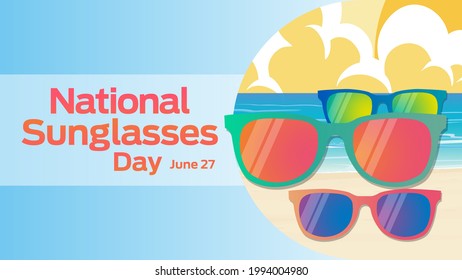 national sunglasses day on june 27 business brochure flyer banner design horizontal template vector, cover presentation, modern publication poster and flag-banner.