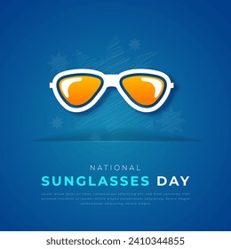 National Sunglasses Day Paper cut style Vector Design Illustration for Background, Poster, Banner, Advertising, Greeting Card