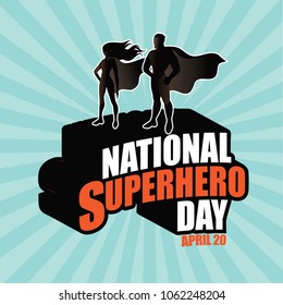 National Superhero Day with dimensional type. EPS10 vector illustration.