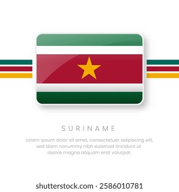 National Suriname Flag.Vector Suriname Button Flag. Realistic National Flag Design and Vector Template