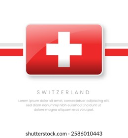 National Switzerland Flag.Vector Switzerland Button Flag. Realistic National Flag Design and Vector Template