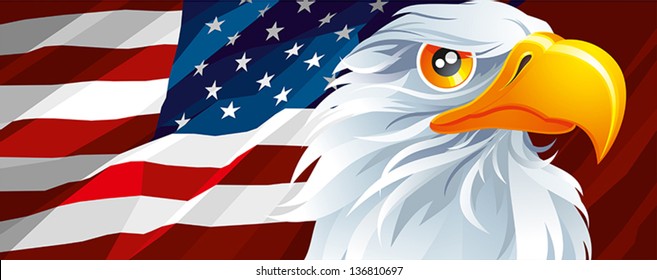 The national symbol of USA. Flag and Eagle.