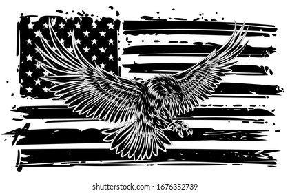 The national symbol of USA. Flag and Eagle. vector