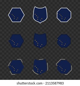 National symbols of Alaska on a dark transparent background, vector flags of Alaska. Vector illustration.