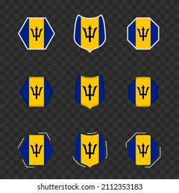 National symbols of Barbados on a dark transparent background, vector flags of Barbados. Vector illustration.