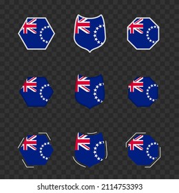 National symbols of Cook Islands on a dark transparent background, vector flags of Cook Islands. Vector illustration.