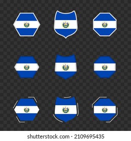 National symbols of El Salvador on a dark transparent background, vector flags of El Salvador. Vector illustration.