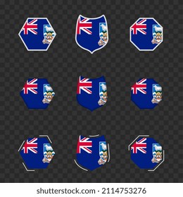 National symbols of Falkland Islands on a dark transparent background, vector flags of Falkland Islands. Vector illustration.