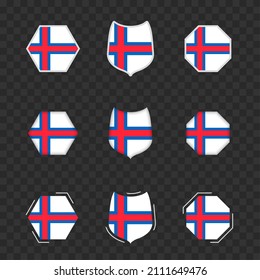 National symbols of Faroe Islands on a dark transparent background, vector flags of Faroe Islands. Vector illustration.