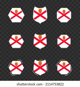 National symbols of Jersey on a dark transparent background, vector flags of Jersey. Vector illustration.
