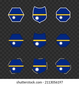 National symbols of Nauru on a dark transparent background, vector flags of Nauru. Vector illustration.