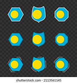 National symbols of Palau on a dark transparent background, vector flags of Palau. Vector illustration.