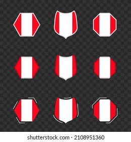 National symbols of Peru on a dark transparent background, vector flags of Peru. Vector illustration.