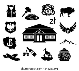 National symbols of Poland - vector icon set 