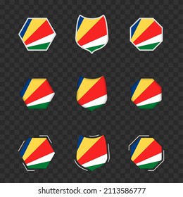 National symbols of Seychelles on a dark transparent background, vector flags of Seychelles. Vector illustration.