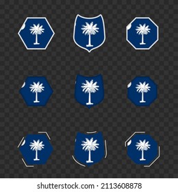 National symbols of South Carolina on a dark transparent background, vector flags of South Carolina. Vector illustration.