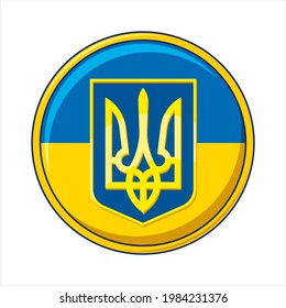 national symbols of ukraine. Coat of arms against the background of the flag.