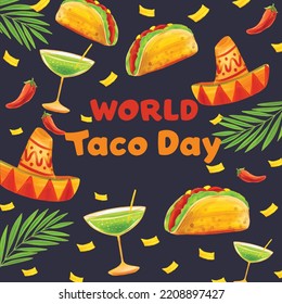 National Taco Day Food Day Illustrator Stock Vector (Royalty Free ...