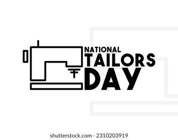 National Tailors Day. Celebrated on the first Wednesday in the month of June. Sewing machine. Line. Outline. Poster, banner, card, background. Eps 10.