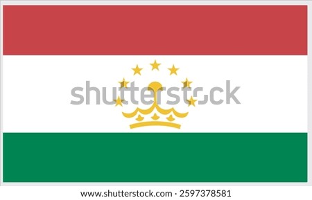 National Tajikistan flag, official colors and proportion correctly. National Tajikistan flag. Vector illustration.Tajikistan flag vector icon, simple, flat design for web or mobile app