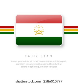 National Tajikistan Flag.Vector Tajikistan Button Flag. Realistic National Flag Design and Vector Template