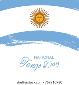 national tango day banner layout design with brush stroke flag of argentina and text