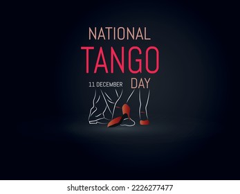 National Tango Day.11 de Diciembre.Silhouette of a couple dancing tango.