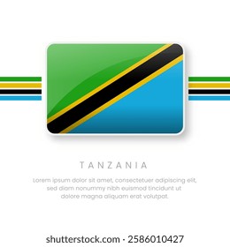 National Tanzania Flag.Vector Tanzania Button Flag. Realistic National Flag Design and Vector Template