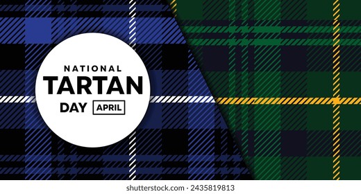 National Tartan Day. Tartan fabric in blue and green. Great for cards, banners, posters, social media and more.