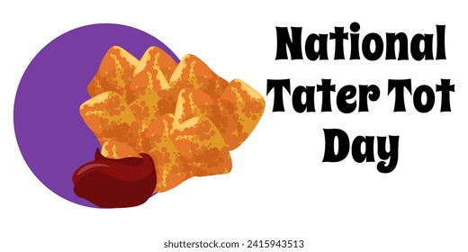 National Tater Tot Day, simple horizontal banner or poster vector illustration about a popular dish